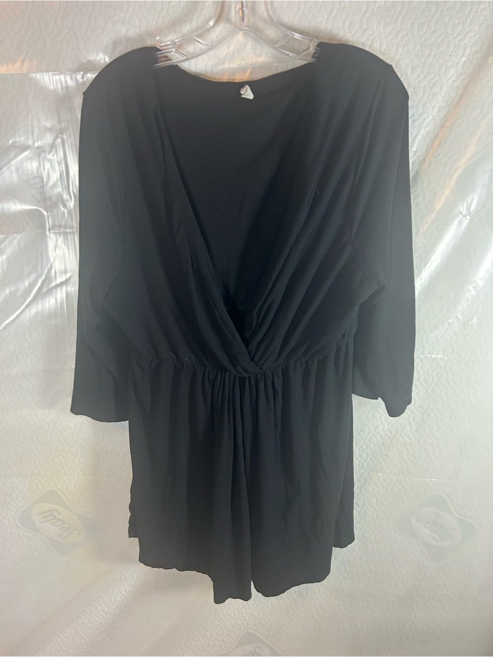 Pinkblush Black Wrap-Front Short Sleeve Top